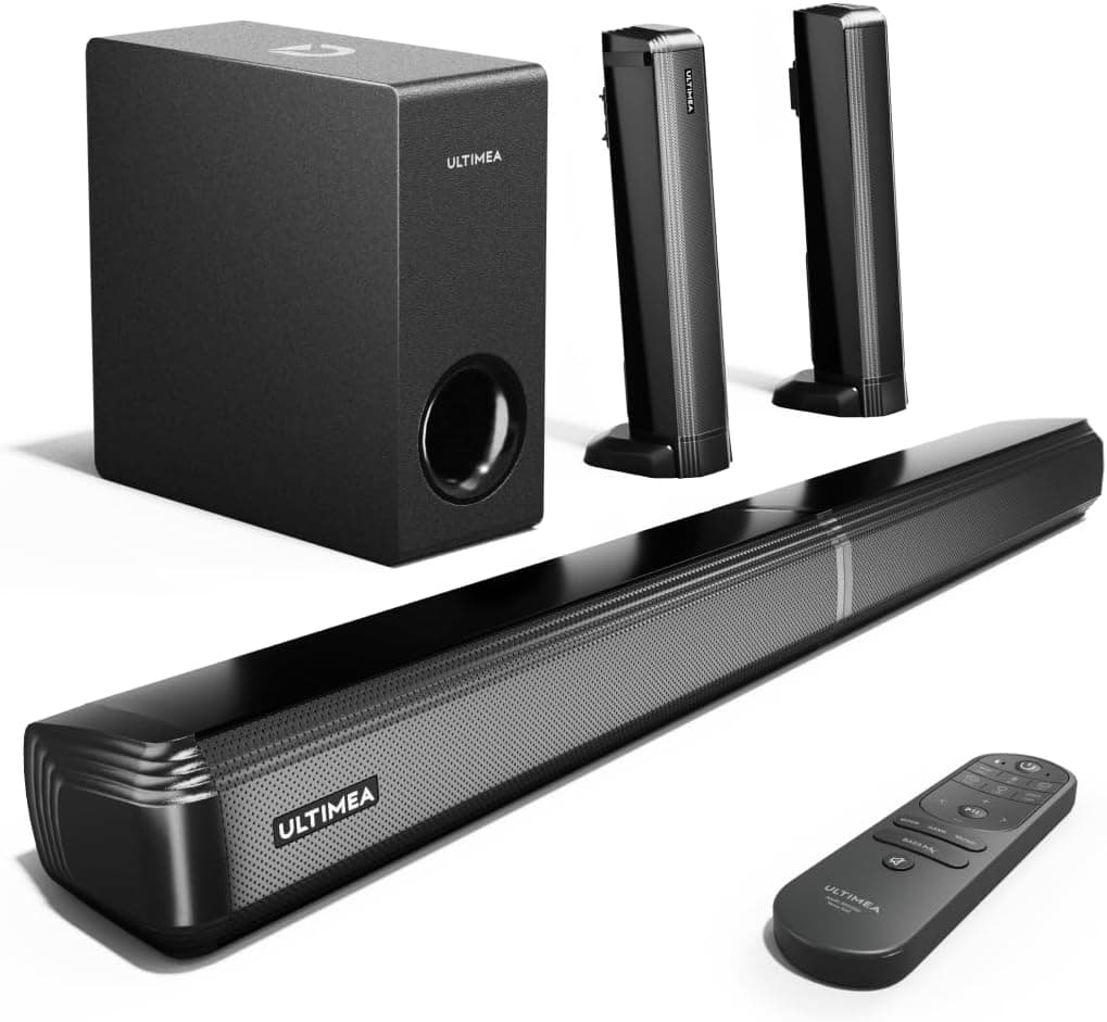ULTIMEA 4.1ch Barra de Sonido TV con Subwoofer, VoiceMX, Divisible de 32" 2 en 1 Soundbar.